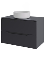 Тумба с раковиной подвесная 70 см, Orange Line Li-70TugMDF+B09-360W графит/белый