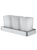 Три стакана для зубных щеток с держателем WONZON & WOGHAND LOTTE, хром WW-8338