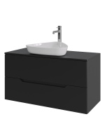 Тумба с раковиной подвесная 100 см, Orange Line Li-100TubMDF+B07-500W черный/белый