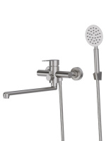 Смеситель для ванны однорычажный универсальный с душевым набором никель Agger Zest A0721133 матовый