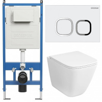 Комплект унитаза с инсталляцией Grossman Cosmo 97.4479SQC.02.000 с клавишей смыва