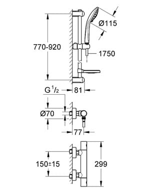 Термостат для душа Grohe Grohtherm 1000 Cosmopolitan с душевым гарнитуром Euphoria, 900 мм 34321 000 (34321000) Термостат для душа Grohe Grohtherm 1000 Cosmopolitan с душевым гарнитуром Euphoria, 900 мм 34321 000 (34321000)
