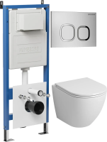 Комплект унитаза с инсталляцией Grossman Cosmo 97.4455SQ.02.110 с клавишей смыва