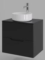 Тумба с раковиной подвесная 60 см, Orange Line Li-60TubMDF+B09-360W черный/белый