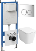 Комплект унитаза с инсталляцией Grossman Galaxy 97.4479SQ.01.100 с клавишей смыва