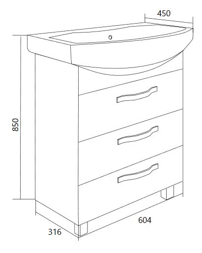 Тумба под раковину 1Marka  Вита 65Н У50110