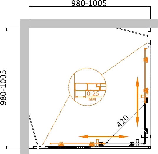 Душевой уголок (120х120) CEZARES MOLVENO MOLVENO-A-22-100+20-P-Cr
