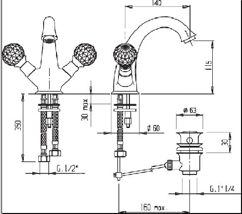 Смеситель для раковины Cezares Atlantis ATLANTIS-LS1-03/24-Sw