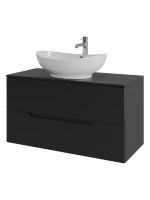 Тумба с раковиной подвесная 100 см, Orange Line Li-100TubMDF+B08-585W черный/белый