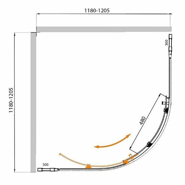 Душевой уголок (120х120) CEZARES MOLVENO MOLVENO-R-11-90+30-C-GM-IV