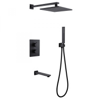 Душевой комплект ABBER Weiss Insel AF8050B скрытого монтажа с изливом, термостат, черная матовая