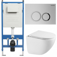 Комплект унитаза с инсталляцией Grossman Galaxy 97.4455SQC.01.110 с клавишей смыва