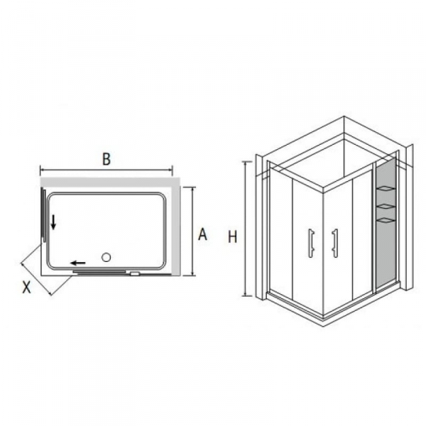 Душевой уголок (110х80) RGW HO-43 (RGW HO-31 + RGW Z-42) 03064381-11 прозрачное