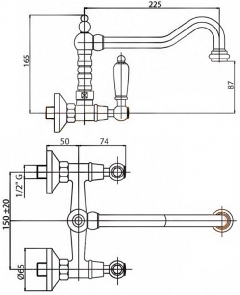 Смеситель для кухни Cezares Lord LORD-LLP-03/24