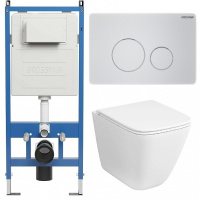 Комплект унитаза с инсталляцией Grossman Style 97.4479SQC.05.01M с клавишей смыва