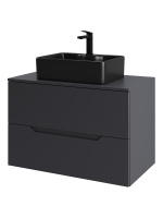 Тумба с раковиной подвесная 80 см, Orange Line Li-80TugMDF+B01-475MB графит/черный