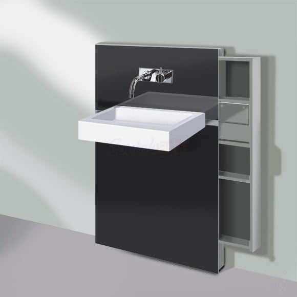 Cантехнический модуль Geberit Monolith для подвесного умывальника, стекло чёрное 131.041.SJ.1