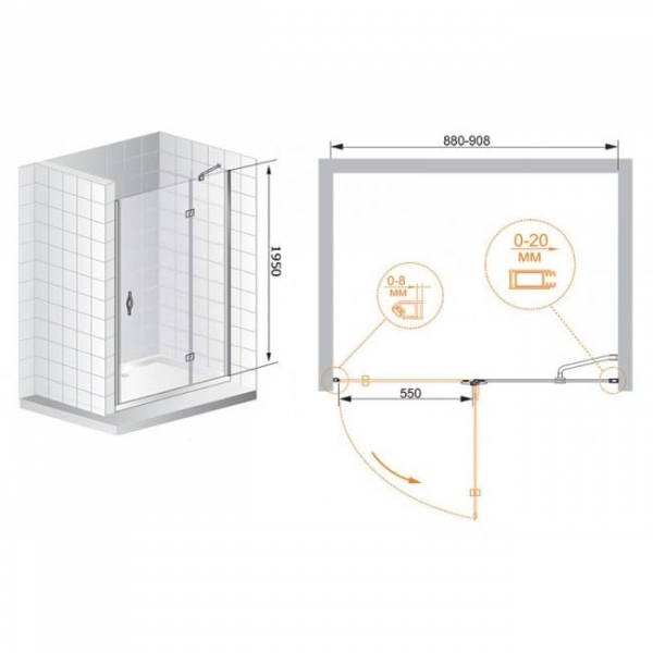 Душевая дверь Cezares BERGAMO-B-12-120-C-Cr-R-IV
