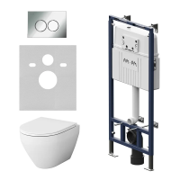 Комплект унитаза с инсталляцией Am.Pm MasterFit Spirit V2.0 IS100151.701700 с сиденьем микролифт, кнопка хром глянец