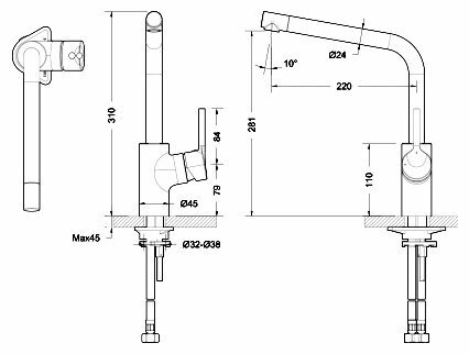 Смеситель для умывальника с вытяжным изливом Bravat Palace F1172217CP-1