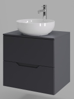 Тумба с раковиной подвесная 60 см, Orange Line Li-60TugMDF+B07-420W графит/белый