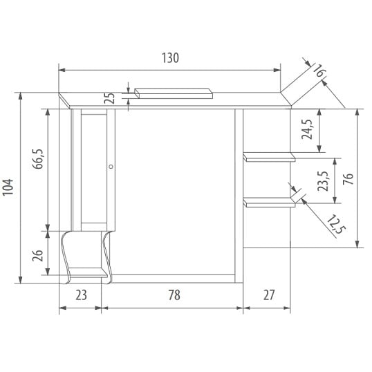 Зеркало со шкафчиком Eban FCPLS130SN noce*1