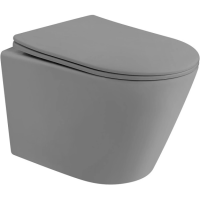 Унитаз ABBER Bequem AC1102TMG подвесной серый матовый, безободковый, смыв торнадо