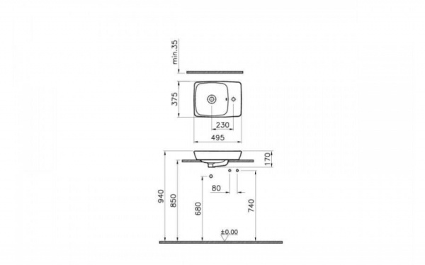 Раковина Vitra Metropole Compact 50 5665B003-0294