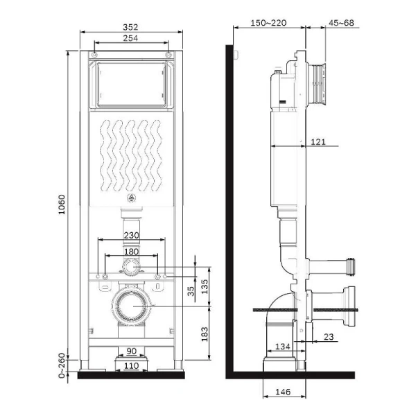 Инсталляция для подвесного унитаза Am.Pm ErgoFit I012711 узкая