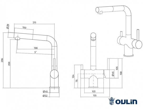 Смеситель для кухни Oulin OL - 8026 Satin Смеситель для кухни Oulin OL - 8026 Satin