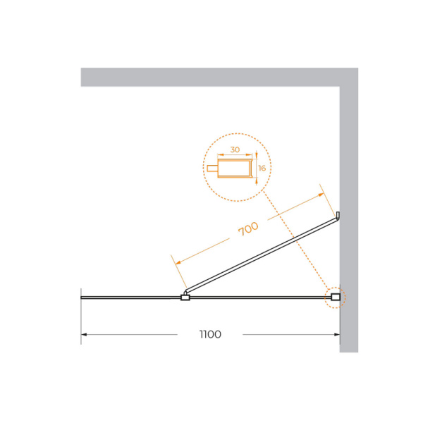 Душевая перегородка 110 см CEZARES LIBERTA LIBERTA-L-1-TB-110-GR-NERO