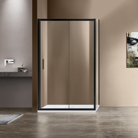 Душевой уголок Vincea  Garda VSR-1G9014CLB (140х90)  черный, стекло прозрачное
