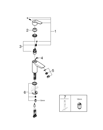 Смеситель для раковины с цепочкой Grohe Eurosmart CoolStart 23372 003 (23372003) хром