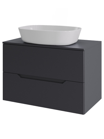Тумба с раковиной подвесная 70 см, Orange Line Li-70TugMDF+B08-500W графит/белый