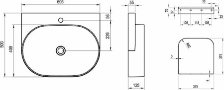 Раковина подвесная Ravak Yard 60 XJX01260002