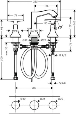 Смеситель для раковины Hansgrohe Metropol Classic 31306090