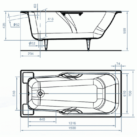 Чугунная ванна Нега (150x70), г. Новокузнецк