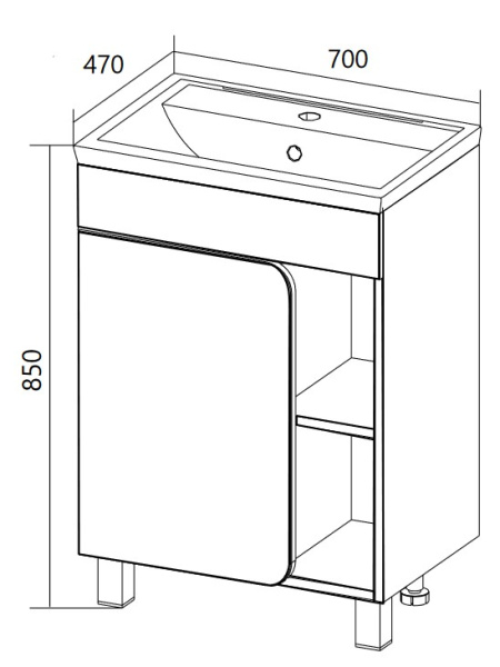 Тумба под раковину 1Marka  Nuvo 70Н У76056