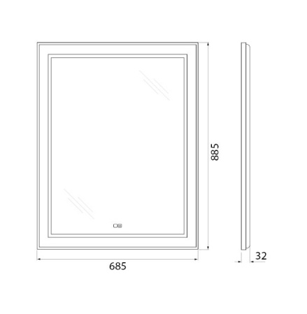 Зеркало BelBagno SPC-KRAFT-685-885-TCH-WARM-NERO