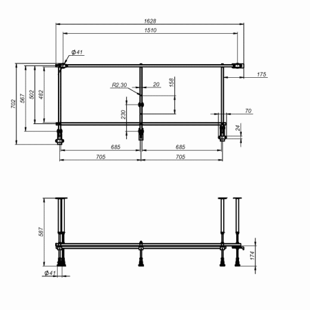Каркас для ванны 170х70 AM.PM X-Joy W94A-170U70W-R