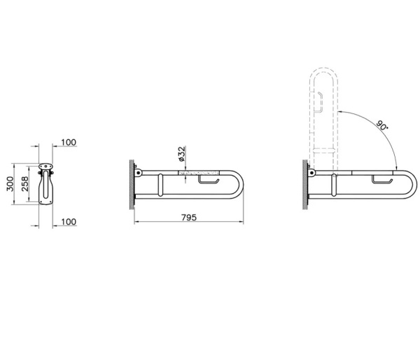 Поручень опорный настенный Vitra Arkitekta A44468, хром