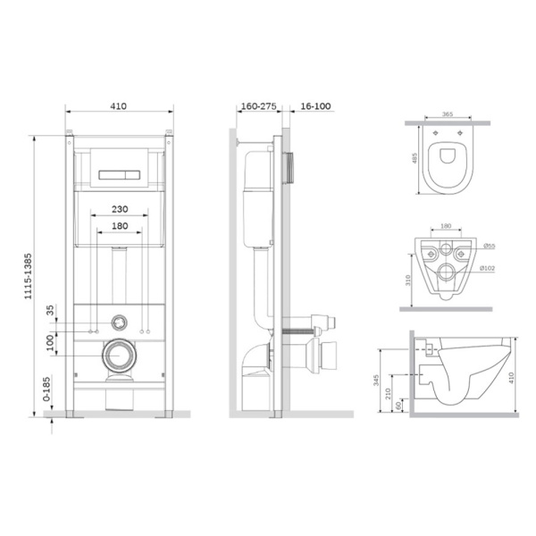 Комплект унитаза с инсталляцией Am.Pm Spirit IS30251.701700