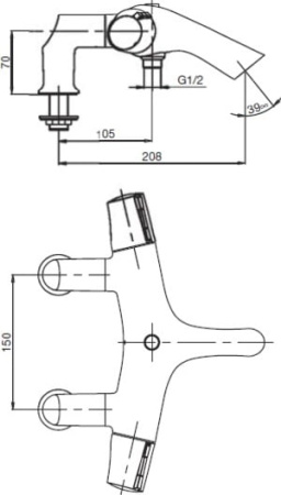 Смеситель  для ванны термостат Jacob Delafon SYMBOL E71685-CP