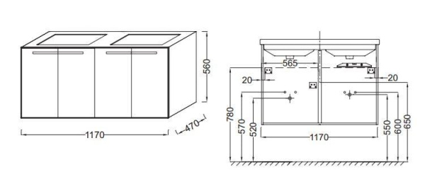 Тумба под раковину Jacob Delafon Struktura EB1283-N18