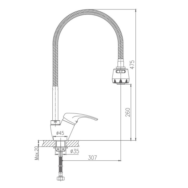 Смеситель для кухни Haiba HB4313