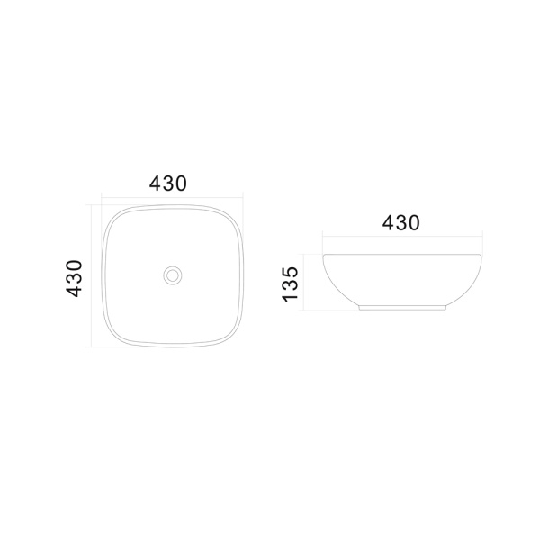 Раковина накладная (43х43) Am.Pm Universal C8FC0X043GWSQ