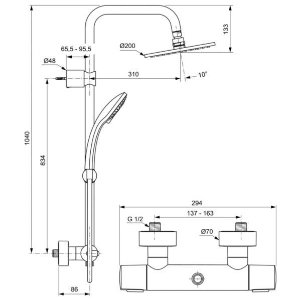Душевая система Ideal Standard Idealrain Duo A5686AA