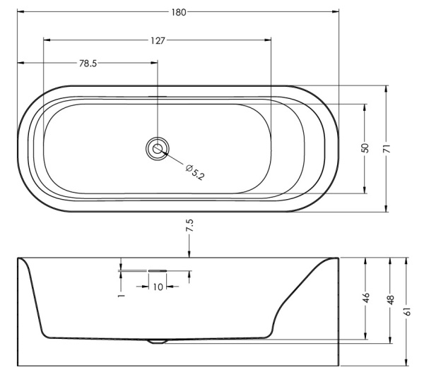 Акриловая ванна Riho Devotion Free Velvet Sparkle System (180x71) (белый матовый) BD26105S1WI1144