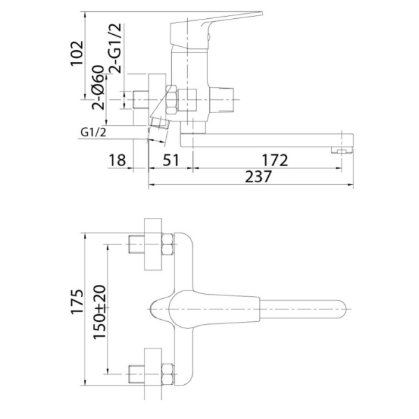 Смеситель для ванны Milardo Helic (HELSB02M02)