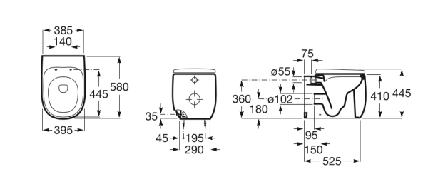 Унитаз приставной безободковый Roca Beyond  Rimless 3470B7640 оникс матовый